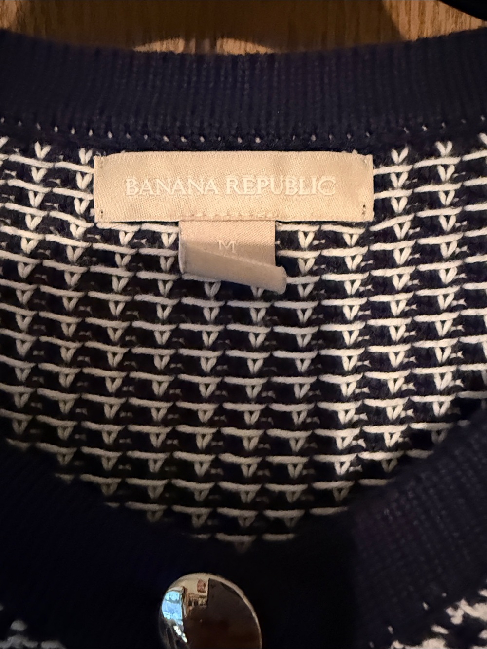 Banana Republic Navy and White Houndstooth Cardigan - Picture 2 of 8